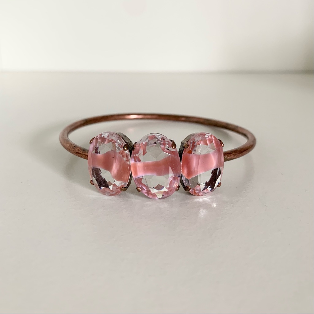 New Rafia & Bossa Paris Large Pink Crystal Bangle
